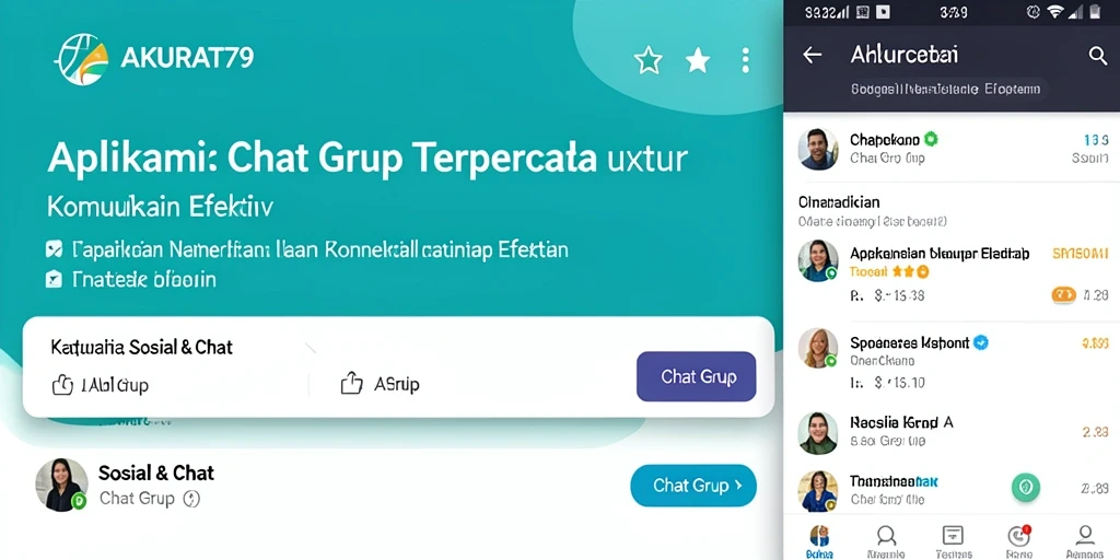 Screenshot utama AKURAT79 menampilkan antarmuka Chat Grup yang menarik dan fungsional.