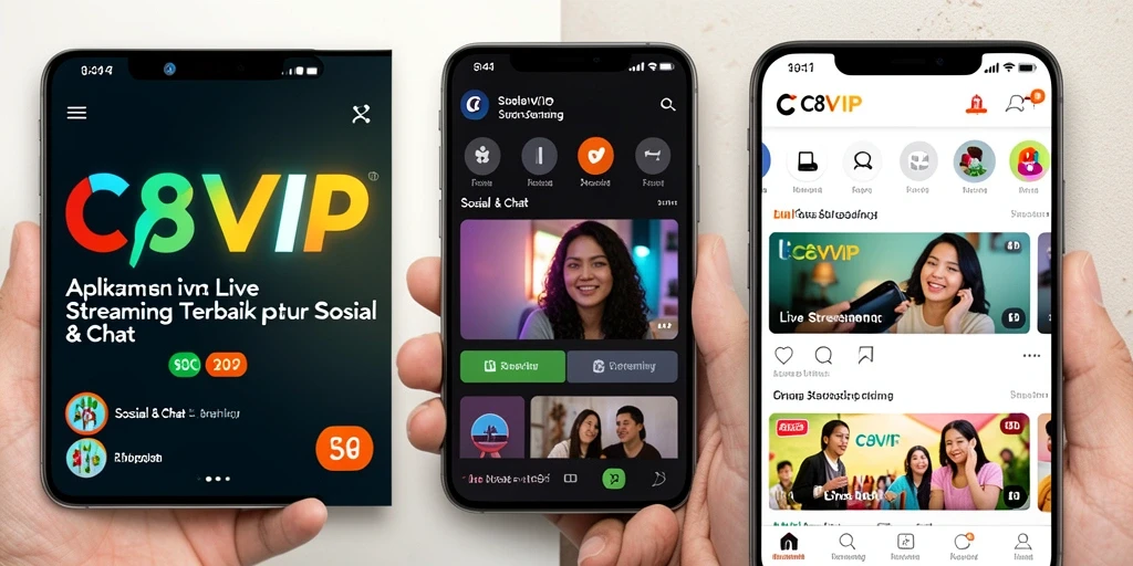 Tampilan antarmuka C8VIP yang menarik dan fungsional untuk live streaming.