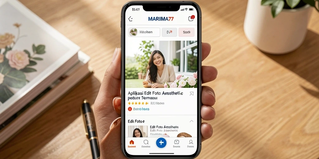 Tampilan antarmuka MARIMA77 yang memudahkan penggunaan fitur Edit Foto Aesthetic.