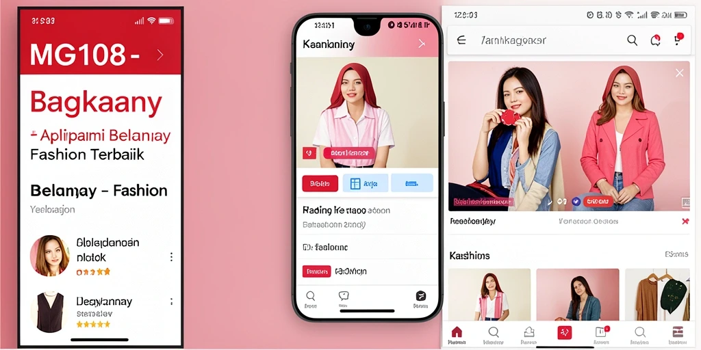 Tampilan antarmuka MG108 yang menarik untuk belanja fashion.