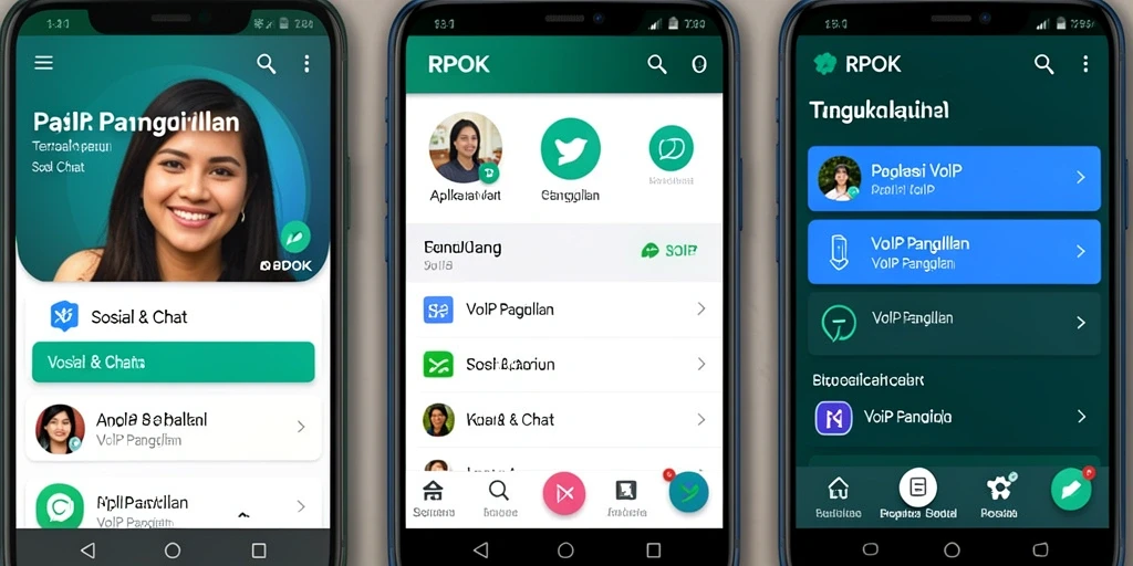 Tampilan antarmuka RPOK untuk panggilan VoIP yang intuitif.