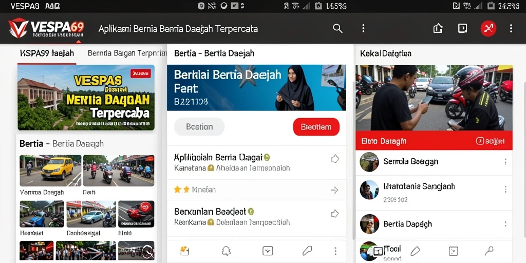 Tampilan antarmuka aplikasi VESPA69 yang menampilkan berita daerah terkini